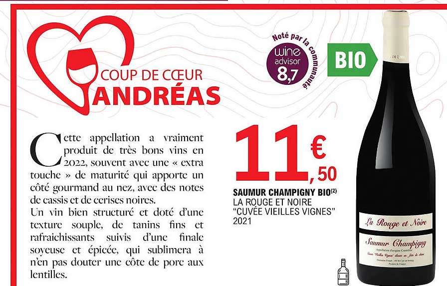 saumur champigny bio la rouge et noire "cuvée vieilles vignes" 2021