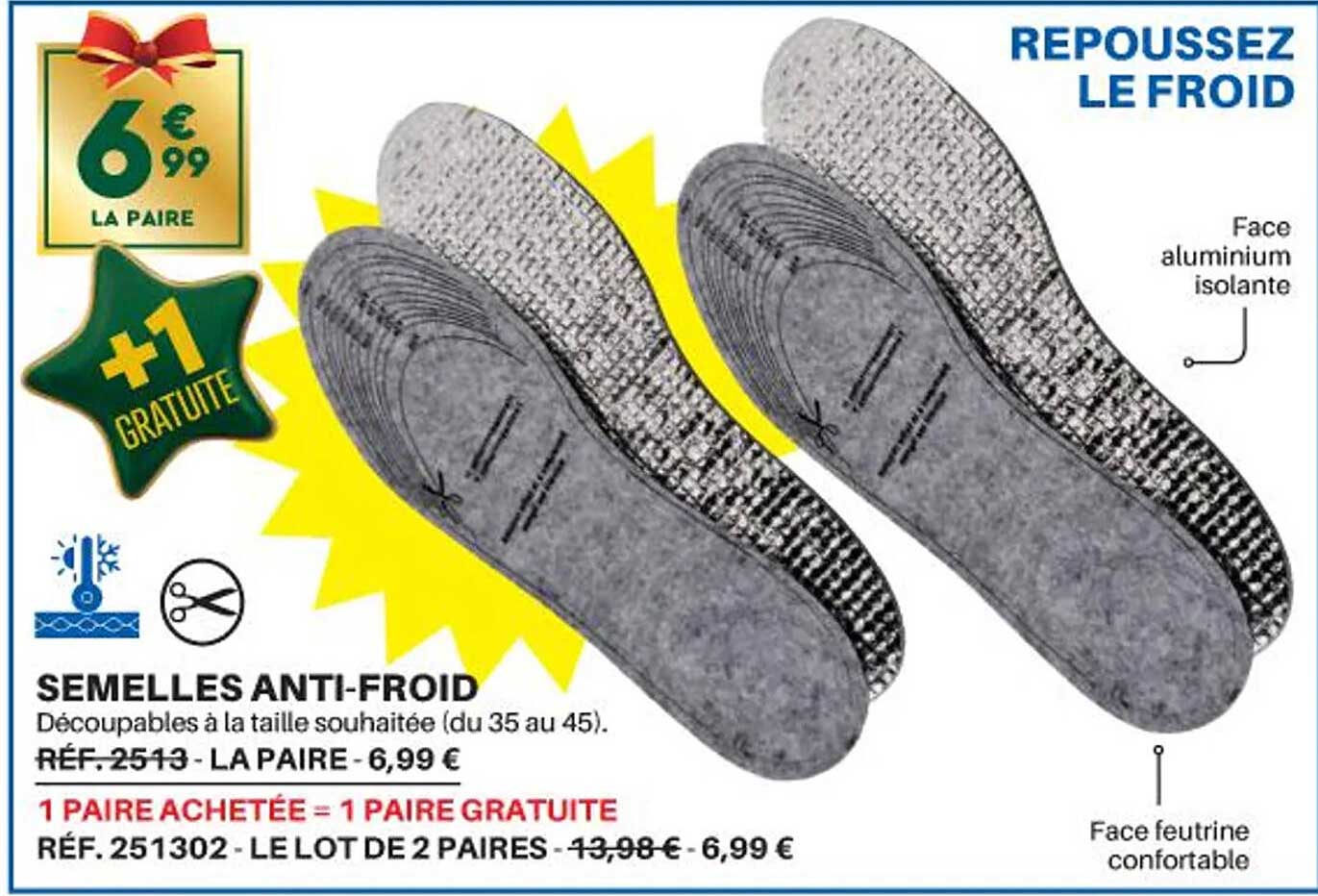 semelles anti-froit 1 paire achetée = 1 paire gratuite