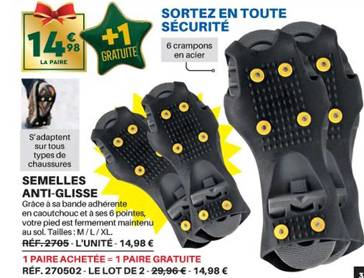 semelles anti-glisse 1 paire achetée = 1 paire gratuite