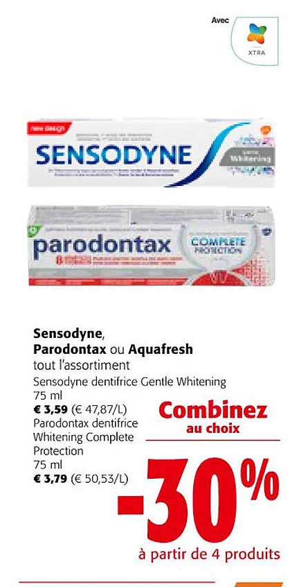 sensodyne, parodontax ou aquafresh tout l'assortiment