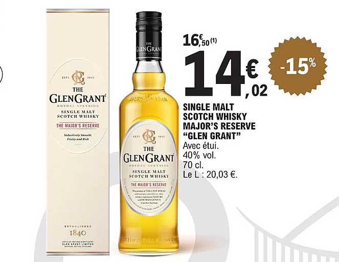single malt scotch whisky major's reserve "glen grant"