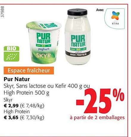 skyr, sans lactose ou kéfir ou high protein pur natur