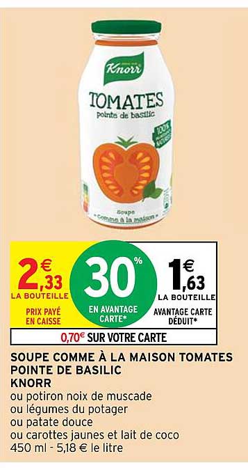 soupe comme à la maison tomates pointe de basilic knorr