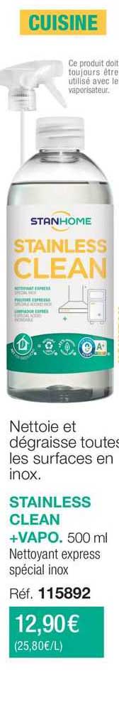 stainless clean + vapo nettoyant express spécial inox