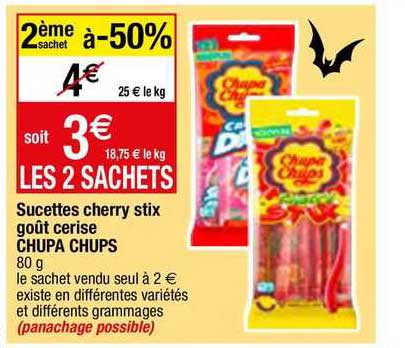 sucettes cherry stix goût cerise chupa chups