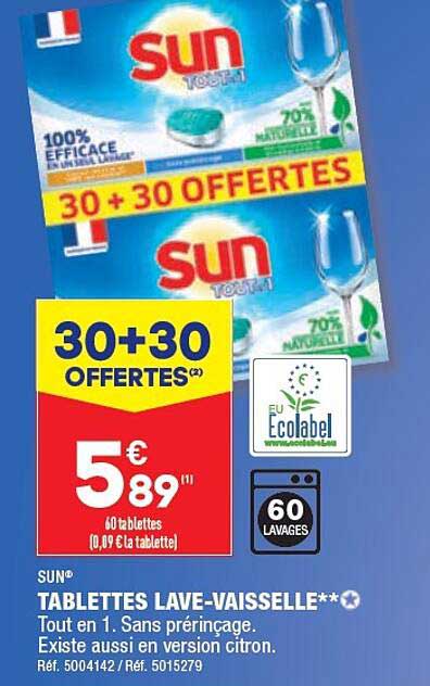 tablettes lave-vaisselle sun