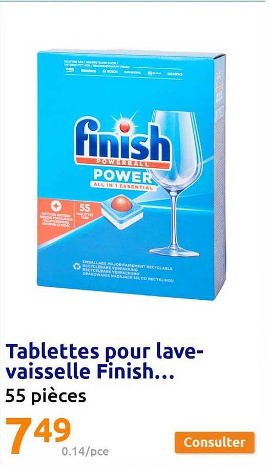 tablettes pour lave-vaisselle finish