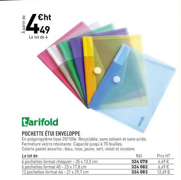 Tarifold Pochette étui Enveloppe