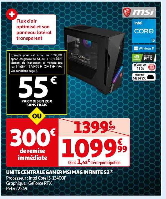 unité centrale gamer msi mag infinite s3