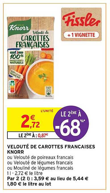 velouté de carottes francaises knorr le 2ème à -68%
