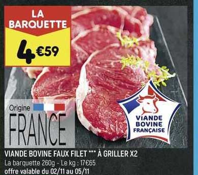 Viande Bovine Faux Filet***à Griller X 2