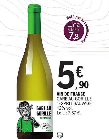 vin de france gare au gorille "esprit sauvage" 12% vol.