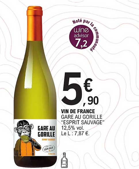 vin de france gare au gorille "esprit sauvage" 12,5% vol.
