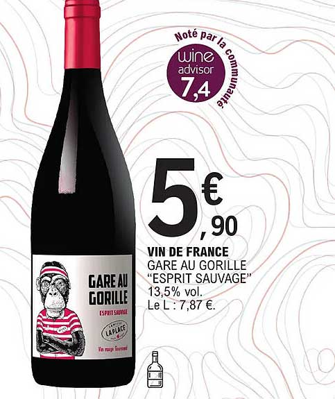 vin de france gare au gorille "esprit sauvage" 13,5% vol.