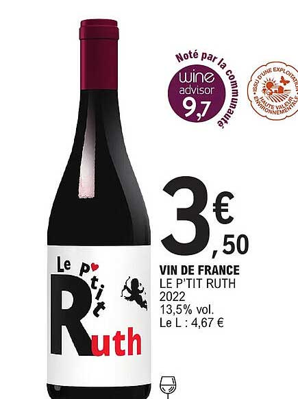 vin de france le p'tit ruth 2022 13,5% vol.