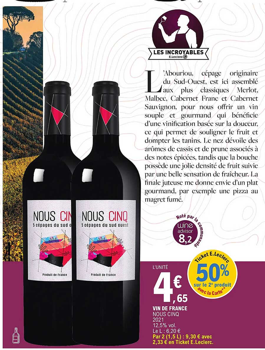 vin de france nous cinq 2021