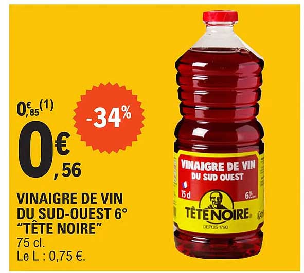 vinaigre de vin du sud-ouest 6° "tête noire"