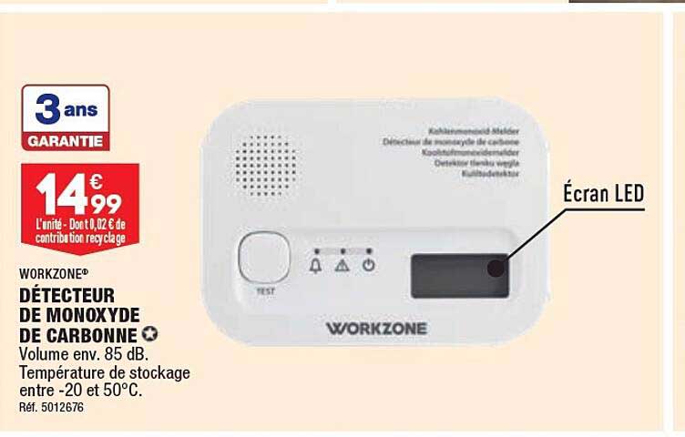 workzone détecteur de monoxyde de carbonne