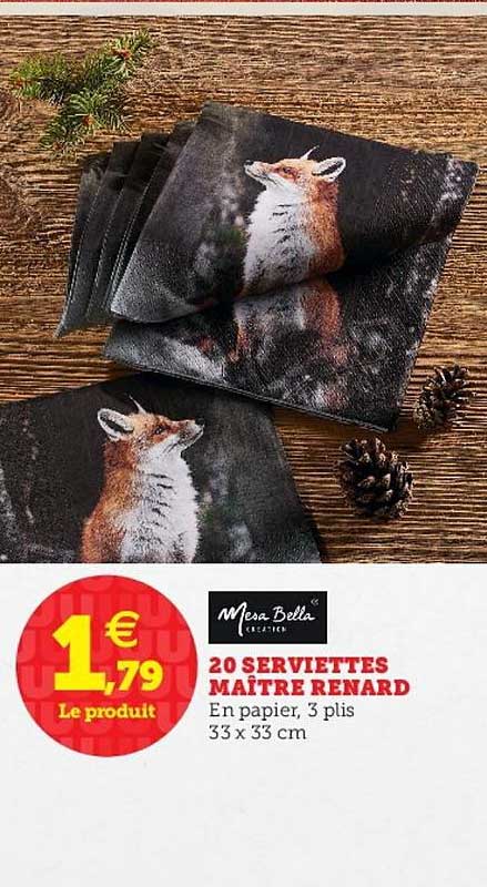 20 Serviettes Maître Renard