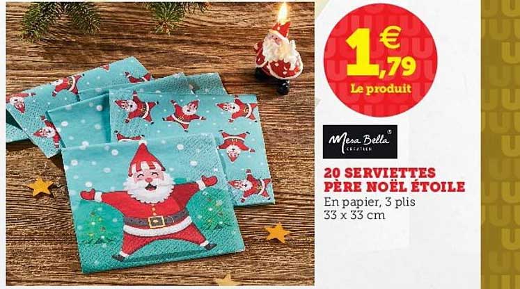 20 serviettes père noël étoilé