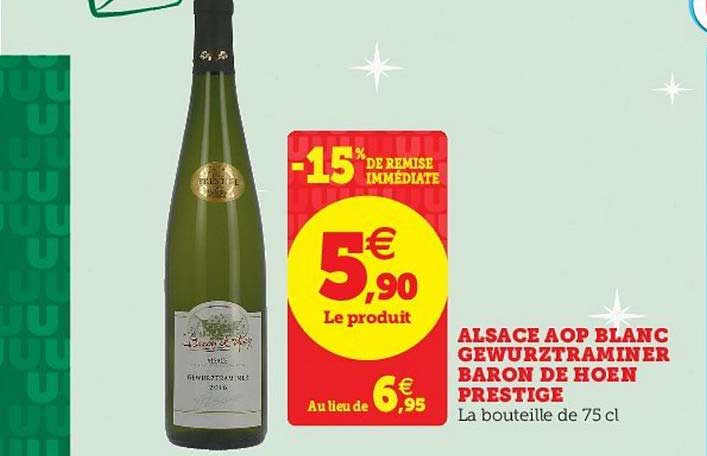 alsace aop blanc gewurztraminer baron de hoen prestige