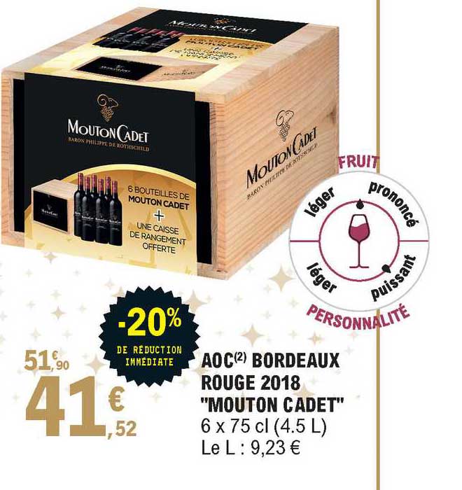 aoc bordeaux rouge 2018 "mouton cadet"