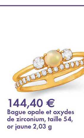 bague opale et oxydes de zirconium , taille 54, or jaune 2,03g