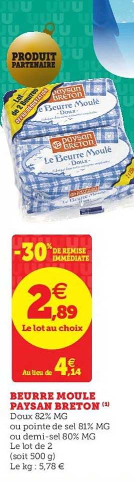 Beurre Moulé Paysan Breton -30% De Remise Immédiate