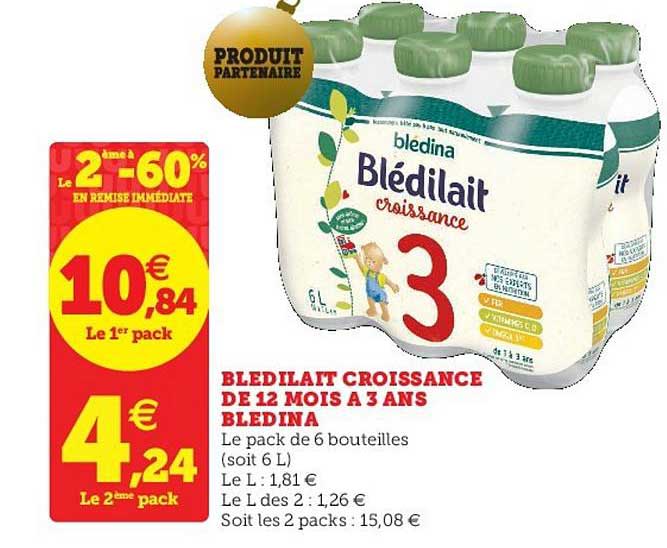 blédilait croissance de 12 mois à 3 ans blédina