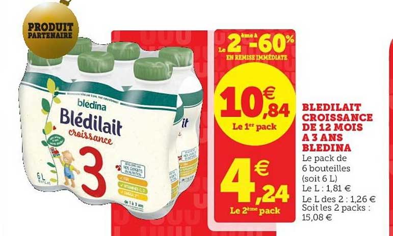 blédilait croissance de 12 mois à 3 ans blédina