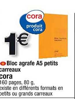 Bloc Agrafe A5 Petits Carreaux Cora