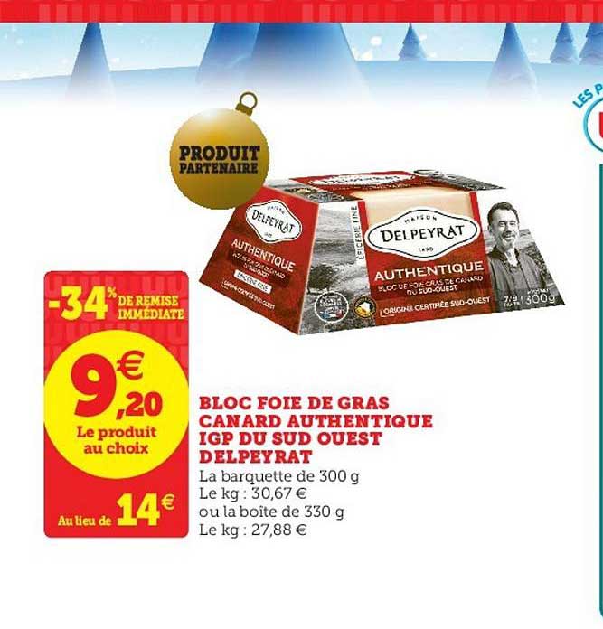 bloc foie gras de canard authentique igp du sud ouest delpeyrat
