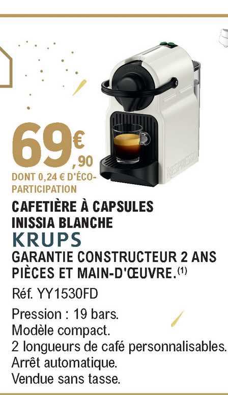 Cafetière à Capsules Inissia Blanche Krups