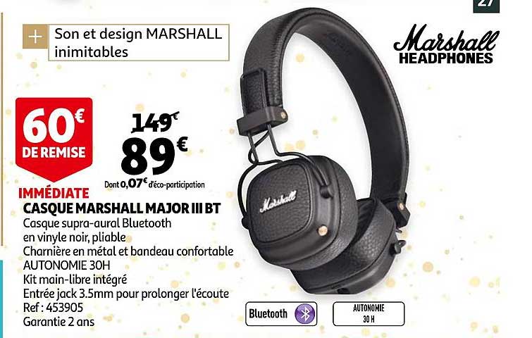 casque marshall major iii bt