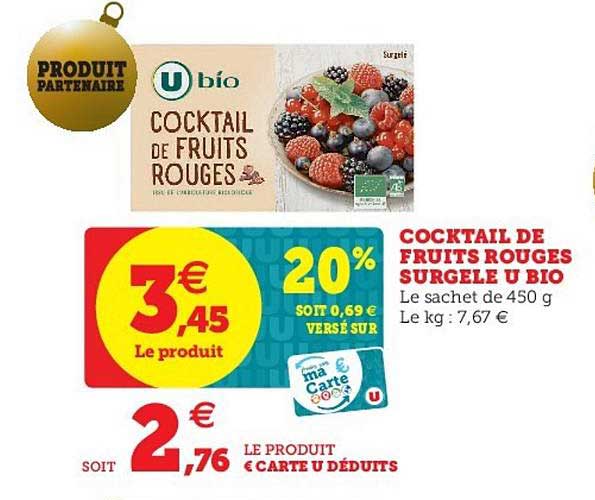 Cocktail De Fruits Rouges Surgelé U Bio