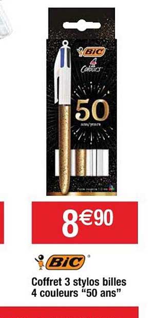 coffret 3 stylos billes 4 couleurs "50 ans"
