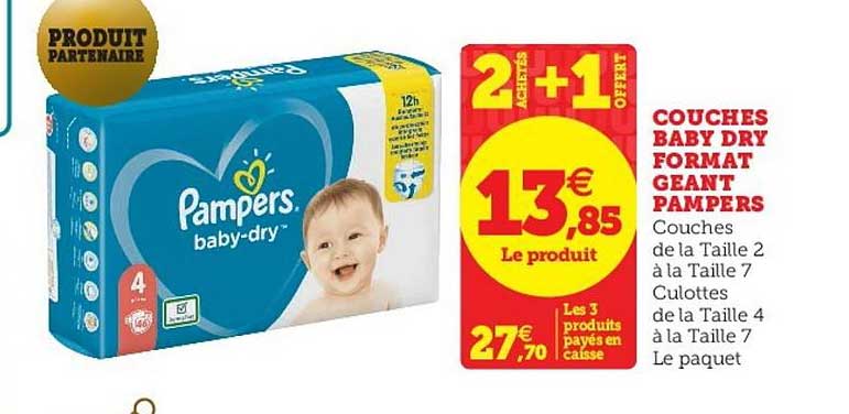 couches baby dry format géant pampers