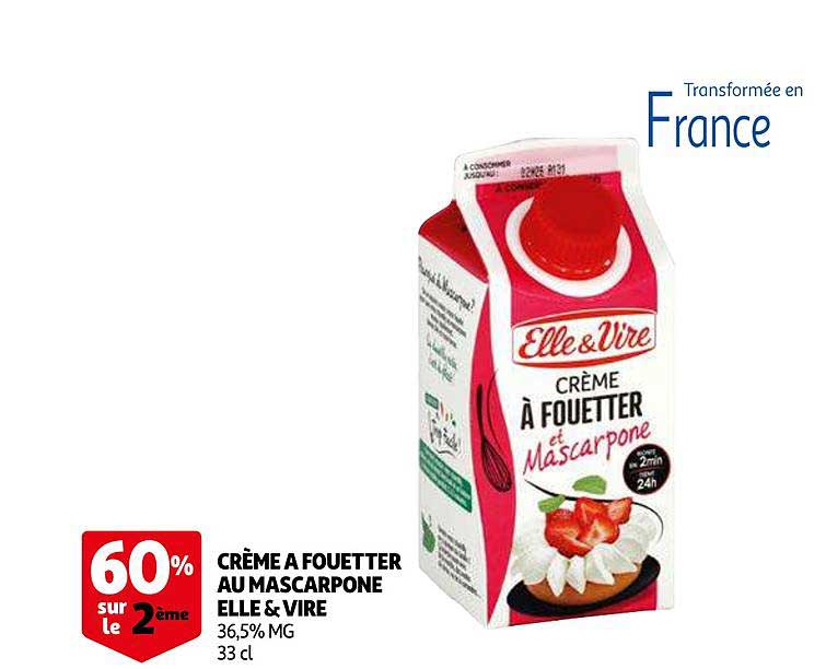 crème à fouetter au mascarpone elle & vire