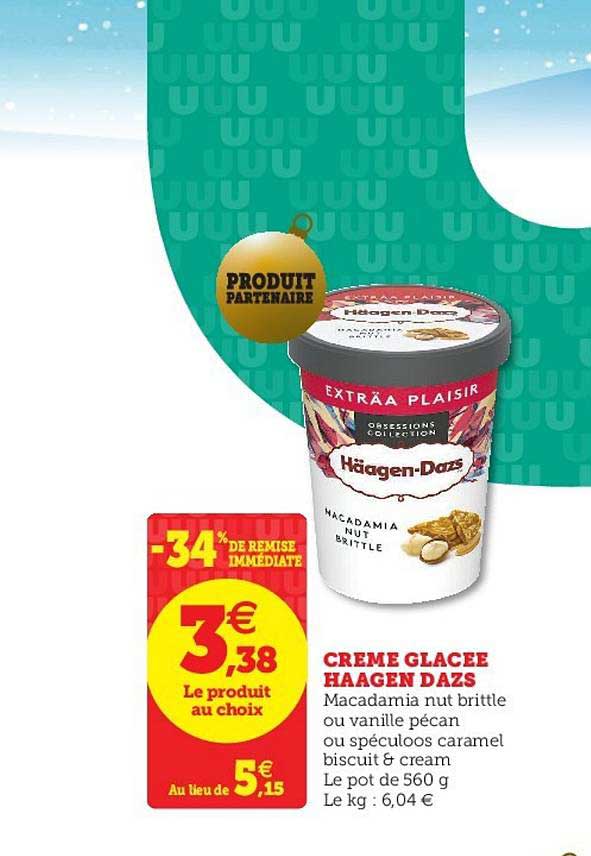 crème glacée haagen d'azs -34% de remise immédiate