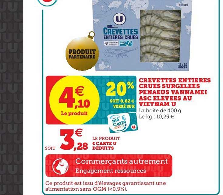 crevettes entières crues surgelées penaeus  vannamei asc élevées au vietnam u