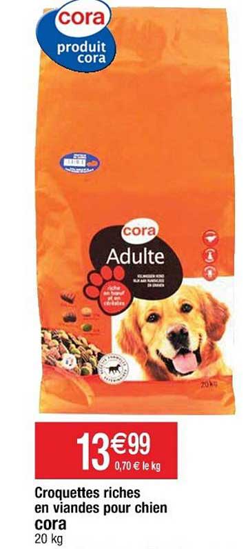 croquettes riches en viandes pour chien cora