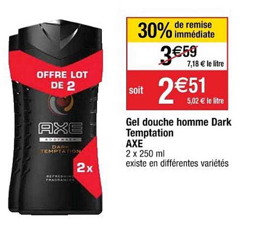 gel douche homme dark temptation axe