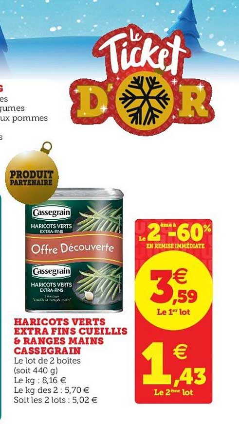 haricots verts extra fins cueillis & ranges mains cassegrain