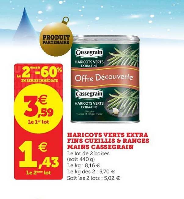 haricots verts extra fins cueillis & ranges mains cassegrain