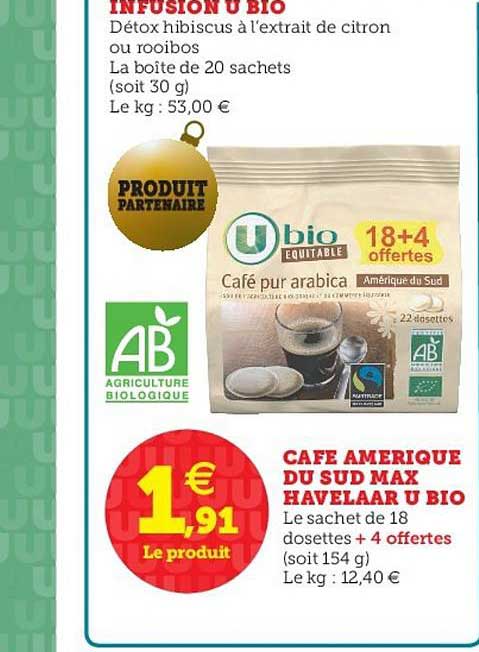 infusion u bio café amérique du sud max havelaar u bio
