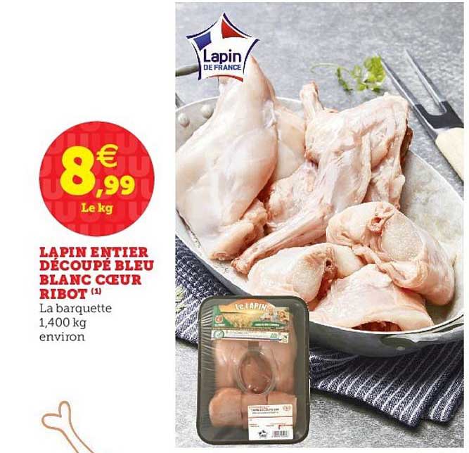 Lapin Entier Découpé Bleu Blanc Cœur Ribot