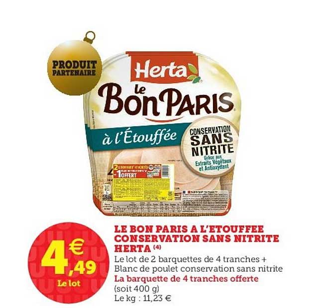 Le Bon Paris à L'étouffée Conservation Sans Nitrites Herta