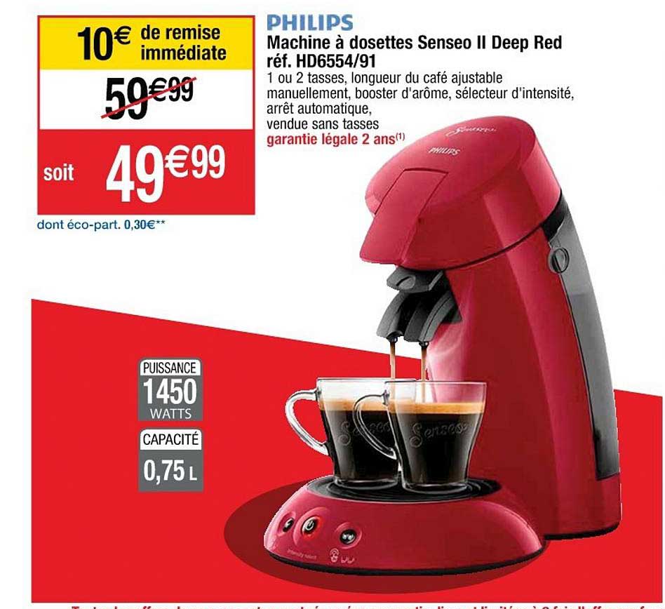 machine à dosettes senseo ii deep red philips