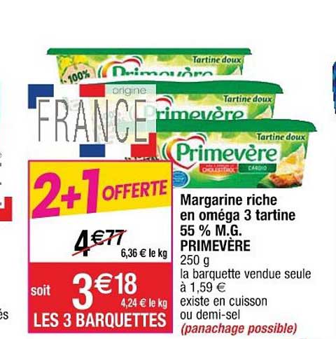 margarine riche en oméga 3 tartine 55% m.g. primevère