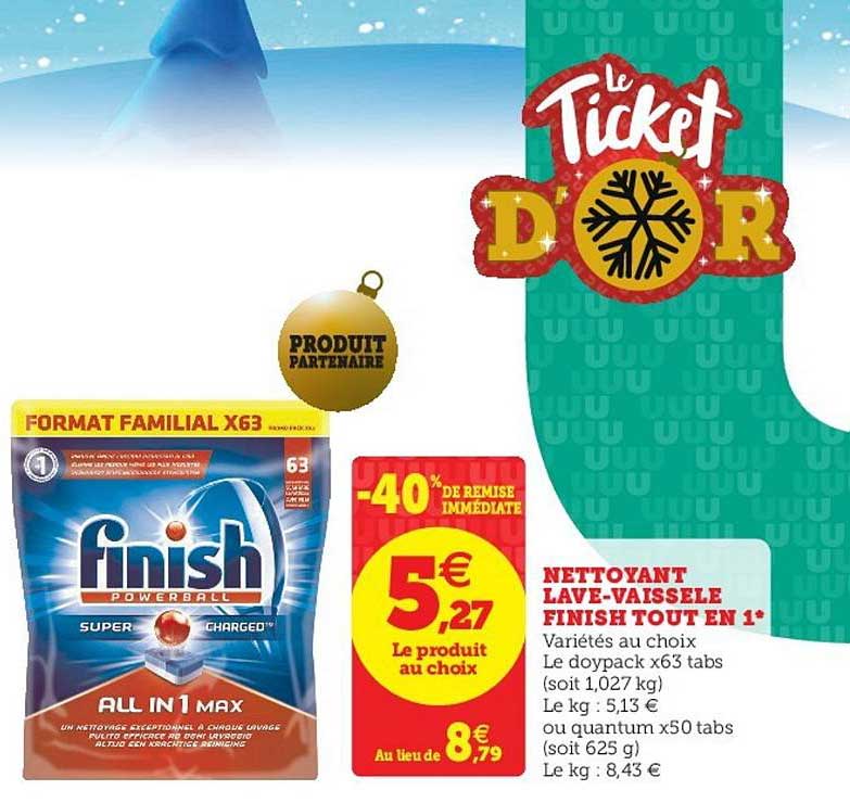 nettoyant lave vaisselle finish tout en 1 -40% de remise immédiate